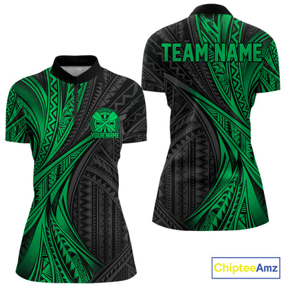 Custom Black And Green Tribal Pattern Dart Women Quarter-Zip Shirt, Dart League Shirt IPHW12484
