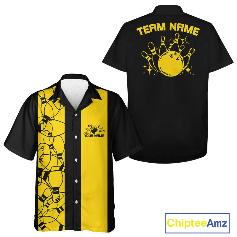 Custom Bowling Pin Pattern Vintage Bowling Team Shirt, 50S Retro Bowlers Outfit IPHW10087