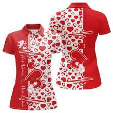 Load image into Gallery viewer, Red Bowling Heartbeat Pulse Line Custom Valentines Day Bowling Polo Shirts For Women IPHW8331