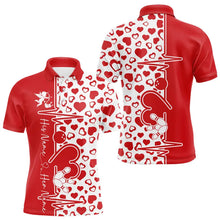 Load image into Gallery viewer, Red Bowling Heartbeat Pulse Line Custom Valentines Day Bowling Polo Shirts For Men IPHW8331