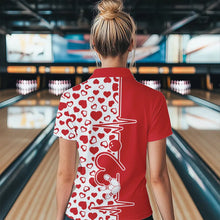 Load image into Gallery viewer, Red Bowling Heartbeat Pulse Line Custom Valentines Day Bowling Quarter-Zip Shirt For Women IPHW8331