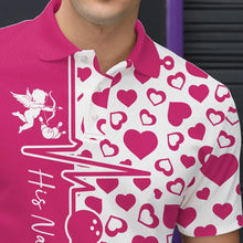 Load image into Gallery viewer, Pink Bowling Heartbeat Pulse Line Custom Valentines Day Bowling Polo Shirts For Men IPHW8332