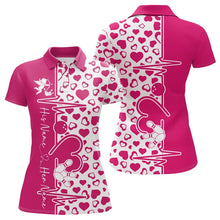 Load image into Gallery viewer, Pink Bowling Heartbeat Pulse Line Custom Valentines Day Bowling Polo Shirts For Women IPHW8332