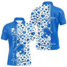 Load image into Gallery viewer, Blue Bowling Heartbeat Pulse Line Custom Valentines Day Bowling Polo Shirts For Men IPHW8333