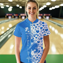Load image into Gallery viewer, Blue Bowling Heartbeat Pulse Line Custom Valentines Day Bowling Quarter-Zip Shirt For Women IPHW8333