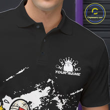 Load image into Gallery viewer, Custom Funny Boxing Bowling Men Polo Shirt, Black Grunge Bowling Team Tournament Jersey IPHW11222