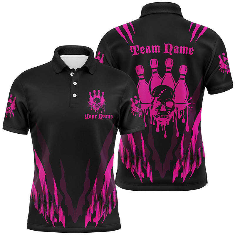 Custom Multi-Color Bowling Skull Tattoo Shirt For Bowling Team, Bowling League Bowlers Outfits IPHW6583