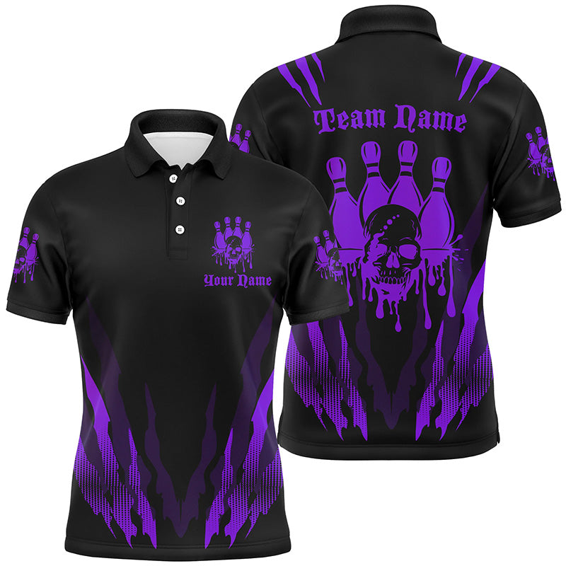 Custom Multi-Color Bowling Skull Tattoo Shirt For Bowling Team, Bowling League Bowlers Outfits IPHW6583