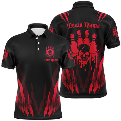 Custom Multi-Color Bowling Skull Tattoo Shirt For Bowling Team, Bowling League Bowlers Outfits IPHW6583