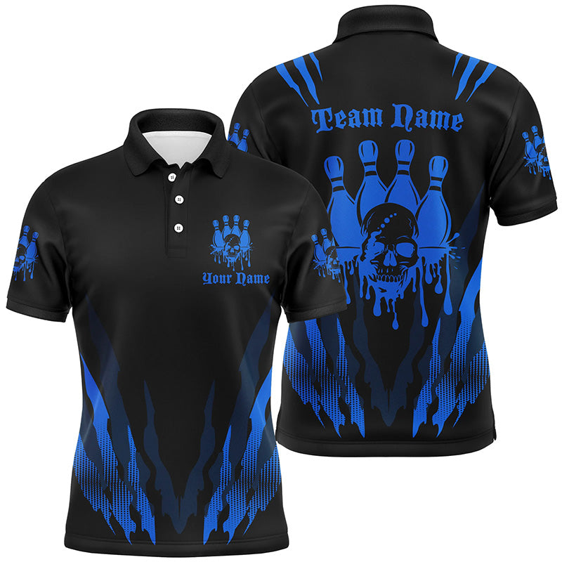 Custom Multi-Color Bowling Skull Tattoo Shirt For Bowling Team, Bowling League Bowlers Outfits IPHW6583