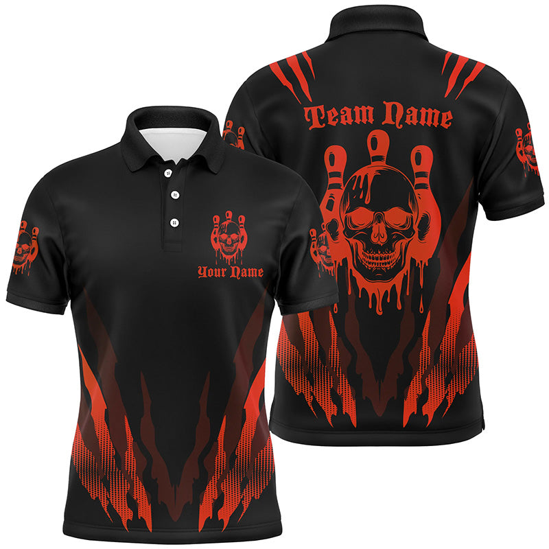 Custom Bowling Shirts For Men And Women, Multi-Color Bowling Pin Skull Team Shirts Tournament Jerseys IPHW6585