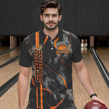 Load image into Gallery viewer, Custom Orange Strike Bowling Shirts Men Polo Orange Camo Bowling Team Jerseys Bowling League IPHW5385