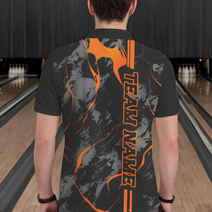 Custom Orange Strike Bowling Shirts Men Polo Orange Camo Bowling Team Jerseys Bowling League IPHW5385