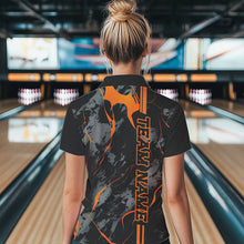 Load image into Gallery viewer, Custom Orange Strike Ladies Bowling Shirts Polo Orange Camo Bowling Team Jerseys IPHW5385