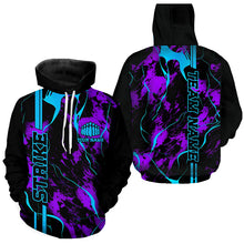 Load image into Gallery viewer, Custom Blue And Purple Camo Strike Bowling Shirts For Men And Women, Bowling Team Uniform With Name IPHW5386