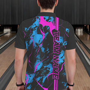 Custom Blue And Pink Strike Bowling Shirts Men Polo Camo Bowling Team Jerseys Bowling League IPHW5387