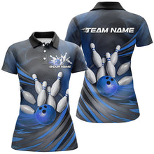 Load image into Gallery viewer, Blue Flame Custom Bowling Shirts For Women, Fire Bowling Team Uniform Bowling Tournament IPHW7679