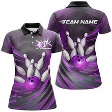 Load image into Gallery viewer, Purple Flame Custom Bowling Shirts For Women, Fire Bowling Team Uniform Tournament IPHW7680