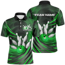 Load image into Gallery viewer, Green Flame Custom Bowling Shirts For Men, Fire Bowling Team Uniform Tournament IPHW7681