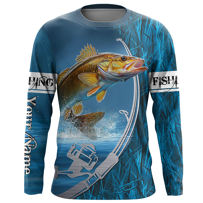 Fish Hook Custom Walleye Long Sleeve Performance Fishing Shirt