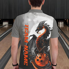 Load image into Gallery viewer, Black And Orange Custom Dragon Bowling Polo Shirts For Men, Dragon Bowling Team Shirts IPHW8819