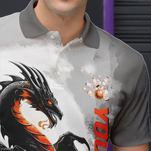 Load image into Gallery viewer, Black And Orange Custom Dragon Bowling Polo Shirts For Men, Dragon Bowling Team Shirts IPHW8819