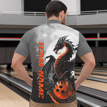 Load image into Gallery viewer, Black And Orange Custom Dragon Bowling Quarter-Zip Shirts For Men, Dragon Bowling Team Shirts IPHW8819