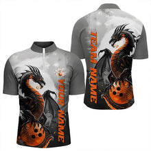 Load image into Gallery viewer, Black And Orange Custom Dragon Bowling Quarter-Zip Shirts For Men, Dragon Bowling Team Shirts IPHW8819