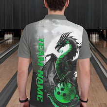 Load image into Gallery viewer, Black And Green Custom Dragon Bowling Polo Shirts For Men, Dragon Bowling Team Shirts IPHW8821