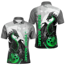 Load image into Gallery viewer, Black And Green Custom Dragon Bowling Polo Shirts For Men, Dragon Bowling Team Shirts IPHW8821