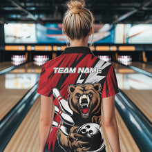 Load image into Gallery viewer, Personalized Bear Bowling Polo Shirts For Women, Bear Bowling Team Red Bowling League Shirt IPHW8827