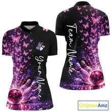 Load image into Gallery viewer, Custom Pink And Purple Butterfly Women Bowling Quarter-Zip Shirt, Bowling League Shirt IPHW10904