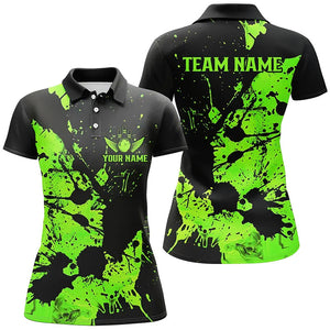 Black And Green Splash Custom Bowling Team Shirts For Women And Women, Bowlers Outfits IPHW7372