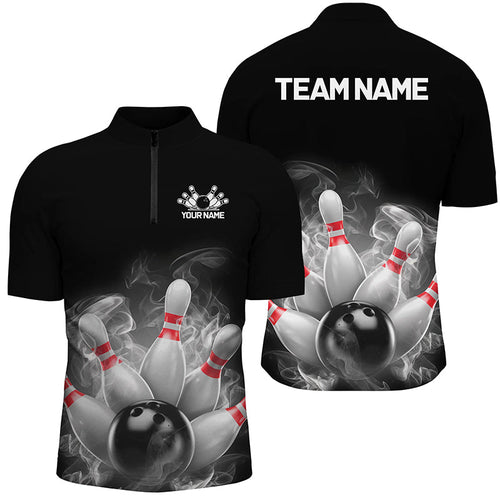 Custom Smoke Bowling Shirts For Men, Bowling Uniform Team Bowling Jerseys IPHW7373