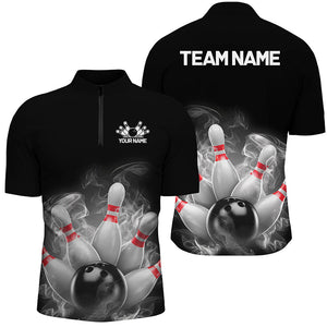 Custom Smoke Bowling Shirts For Men, Bowling Uniform Team Bowling Jerseys IPHW7373