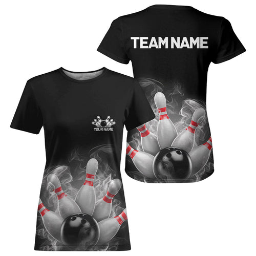 Custom Smoke Bowling T-Shirts For Women, Bowling Uniform Team Bowling Jerseys IPHW7373