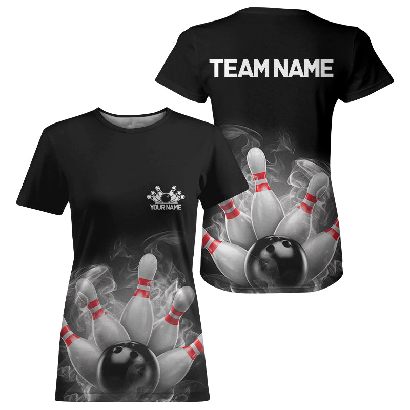 Custom Smoke Bowling T-Shirts For Women, Bowling Uniform Team Bowling Jerseys IPHW7373