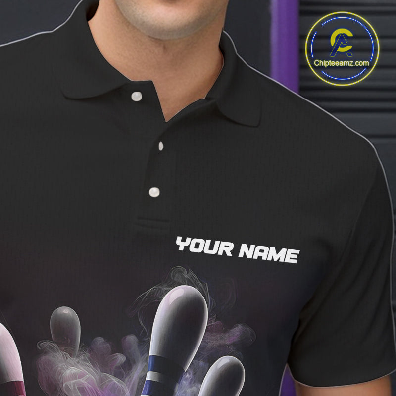 Custom Men Bowling Polo Shirts Smoke Bowling Team Jerseys Strike Bowling Shirts IPHW5402