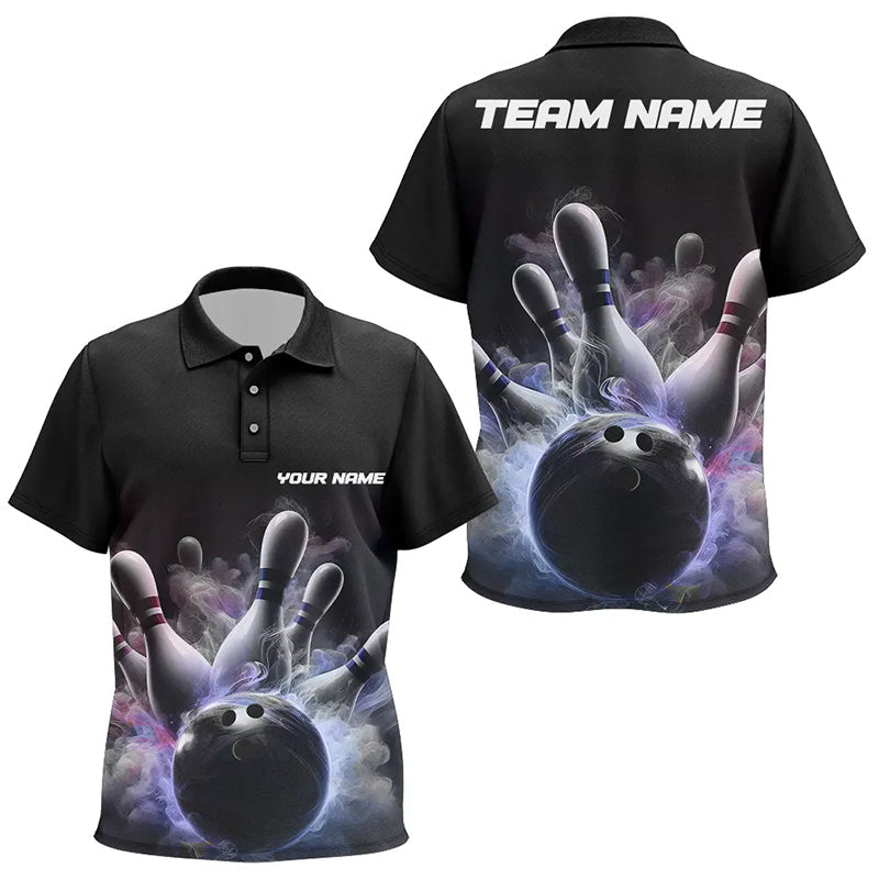 Custom Bowling Polo Shirts For Kid Smoke Bowling Team Jerseys Strike Bowling Shirts IPHW5402