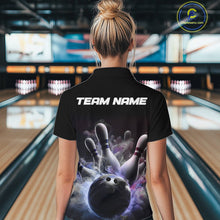 Load image into Gallery viewer, Custom Women Bowling Quarter Zip Shirts Smoke Bowling Team Jerseys Strike Bowling Shirts IPHW5402