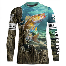 Load image into Gallery viewer, Lake Camo Walleye Fishing Custom Long Sleeve Fishing Shirts, Walleye Tournament Fishing Jerseys IPHW5742