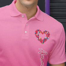 Load image into Gallery viewer, Pink Bowling Heart Custom Valentines Bowling Polo Shirts For Men, Bowling Couple Shirt IPHW8338