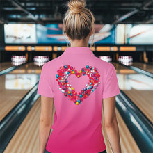 Load image into Gallery viewer, Pink Bowling Heart Custom Valentines Bowling Quarter-Zip Shirts For Women IPHW8338