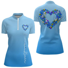 Load image into Gallery viewer, Blue Bowling Heart Custom Valentines Bowling Quarter-Zip Shirts For Women IPHW8339