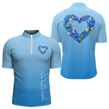 Load image into Gallery viewer, Blue Bowling Heart Custom Valentines Bowling Quarter-Zip Shirts For Men, Bowling Couple Shirt IPHW8339