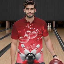 Load image into Gallery viewer, Red Heart Theme Custom Valentines Bowling Polo Shirts For Men, Couple Bowling Shirt IPHW8344