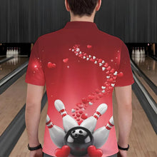 Load image into Gallery viewer, Red Heart Theme Custom Valentines Bowling Polo Shirts For Men, Couple Bowling Shirt IPHW8344