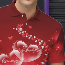 Load image into Gallery viewer, Red Heart Theme Custom Valentines Bowling Polo Shirts For Men, Couple Bowling Shirt IPHW8344