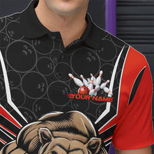 Load image into Gallery viewer, Black And Orange Custom Bear Bowling Jerseys, Bear Bowling Team Polo Shirts For Men IPHW8830