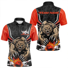 Load image into Gallery viewer, Black And Orange Custom Bear Bowling Jerseys, Bear Bowling Team Polo Shirts For Men IPHW8830